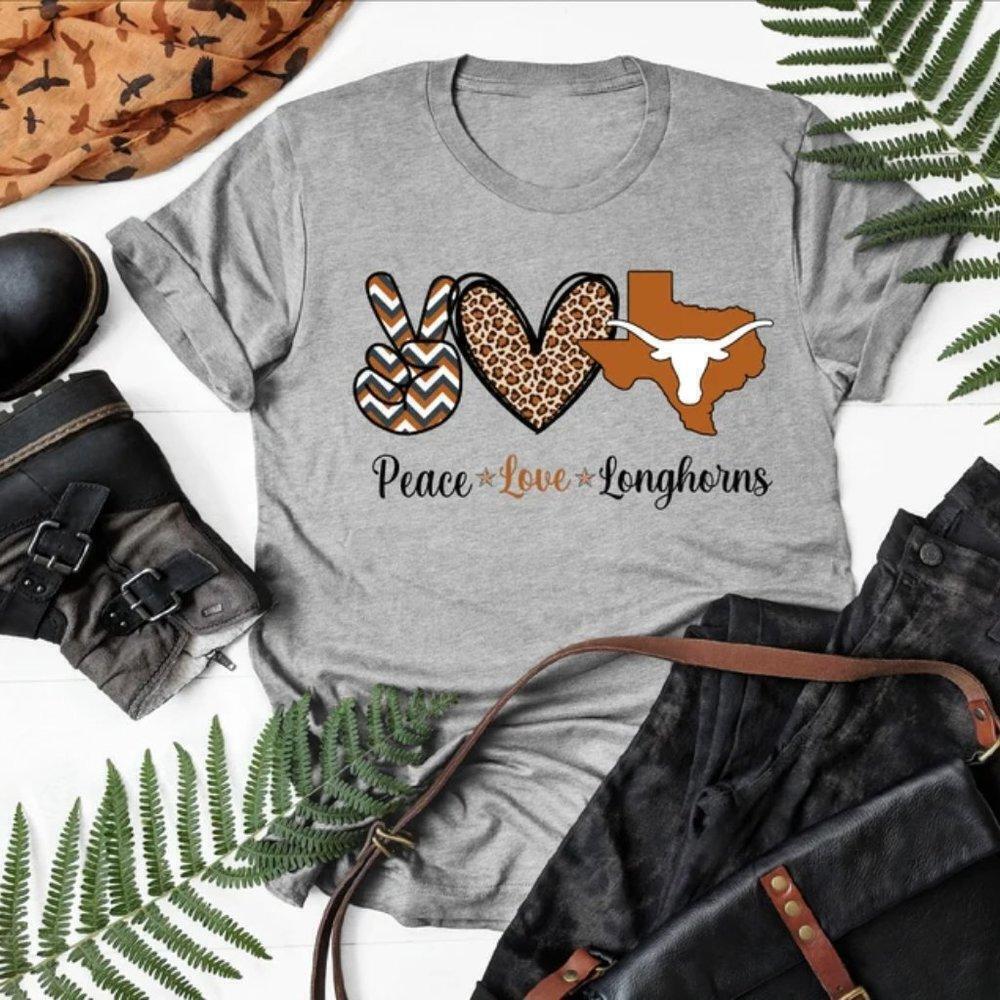 Peace Love Longhorns Longhorns Shirt Texlonghorns Unisex Tshirt